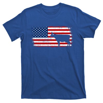 Dairy Cow Patriotic American Flag Vintage Gift T-Shirt