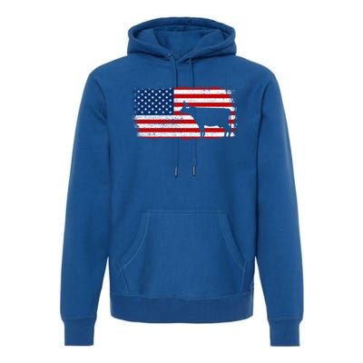 Dairy Cow Patriotic American Flag Vintage Gift Premium Hoodie