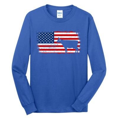 Dairy Cow Patriotic American Flag Vintage Gift Tall Long Sleeve T-Shirt