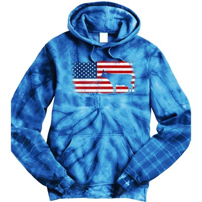 Dairy Cow Patriotic American Flag Vintage Gift Tie Dye Hoodie