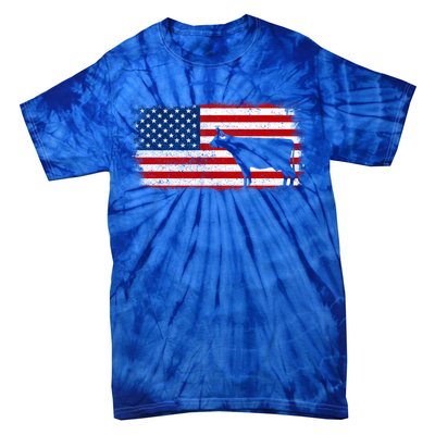 Dairy Cow Patriotic American Flag Vintage Gift Tie-Dye T-Shirt