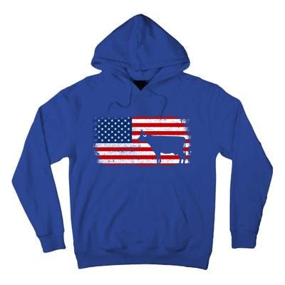 Dairy Cow Patriotic American Flag Vintage Gift Tall Hoodie