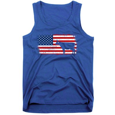 Dairy Cow Patriotic American Flag Vintage Gift Tank Top