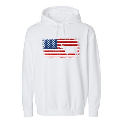 Dairy Cow Patriotic American Flag Vintage Gift Garment-Dyed Fleece Hoodie