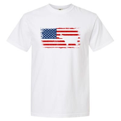 Dairy Cow Patriotic American Flag Vintage Gift Garment-Dyed Heavyweight T-Shirt