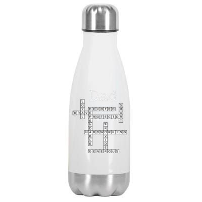 Dad Crossword Puzzle Fathers Day Love Word Games Saying Stainless Steel Insulated Water Bottle