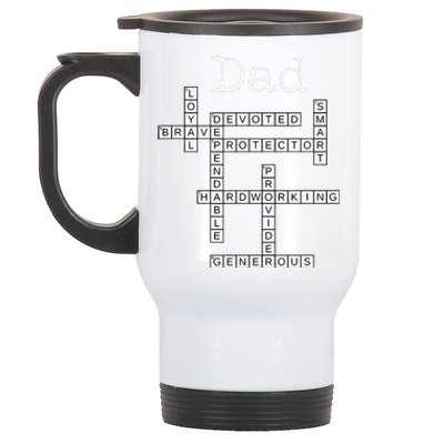 Dad Crossword Puzzle Fathers Day Love Word Games Saying Stainless Steel Travel Mug