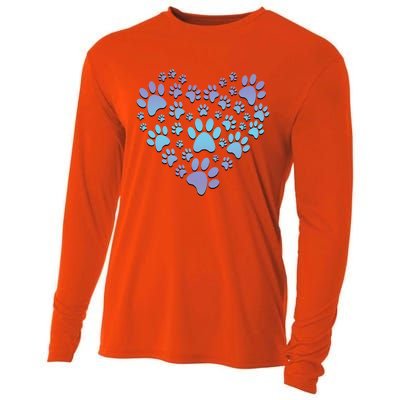 Dog Cat Paw Heart Cute Gift I Love Dogs Paw Print Heart Cute Gift Cooling Performance Long Sleeve Crew