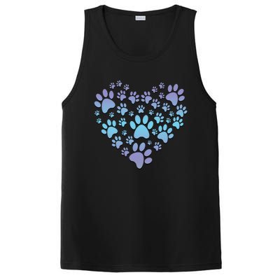 Dog Cat Paw Heart Cute Gift I Love Dogs Paw Print Heart Cute Gift PosiCharge Competitor Tank