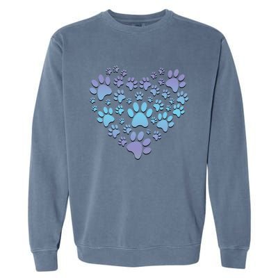 Dog Cat Paw Heart Cute Gift I Love Dogs Paw Print Heart Cute Gift Garment-Dyed Sweatshirt