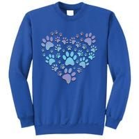 Dog Cat Paw Heart Cute Gift I Love Dogs Paw Print Heart Cute Gift Sweatshirt