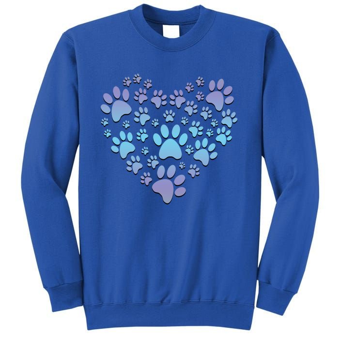 Dog Cat Paw Heart Cute Gift I Love Dogs Paw Print Heart Cute Gift Sweatshirt