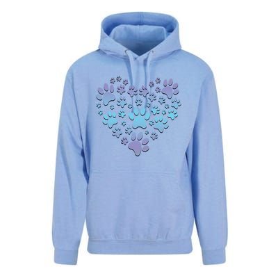 Dog Cat Paw Heart Cute Gift I Love Dogs Paw Print Heart Cute Gift Unisex Surf Hoodie