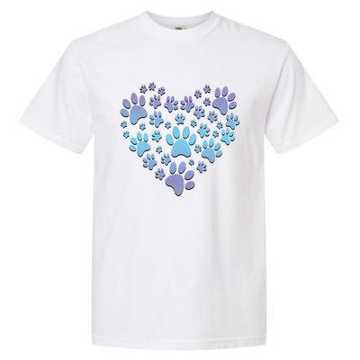 Dog Cat Paw Heart Cute Gift I Love Dogs Paw Print Heart Cute Gift Garment-Dyed Heavyweight T-Shirt