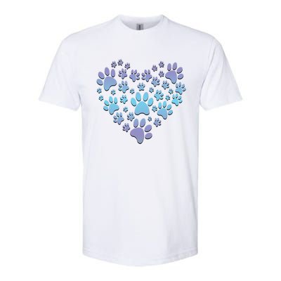 Dog Cat Paw Heart Cute Gift I Love Dogs Paw Print Heart Cute Gift Softstyle CVC T-Shirt