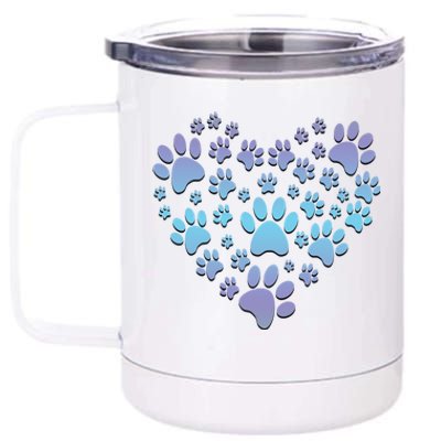 Dog Cat Paw Heart Cute Gift I Love Dogs Paw Print Heart Cute Gift 12 oz Stainless Steel Tumbler Cup