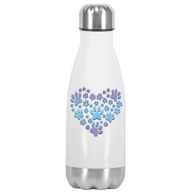 Dog Cat Paw Heart Cute Gift I Love Dogs Paw Print Heart Cute Gift Stainless Steel Insulated Water Bottle