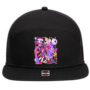 Digital Circus Pomni Funny Ragatha Jax Digitalcircus 7 Panel Mesh Trucker Snapback Hat