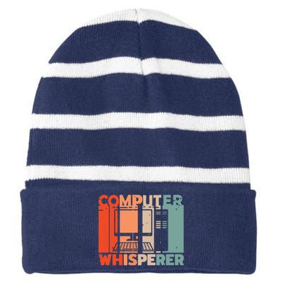 Developer Coder Programming Software Engineer Programmer Striped Beanie with Solid Band