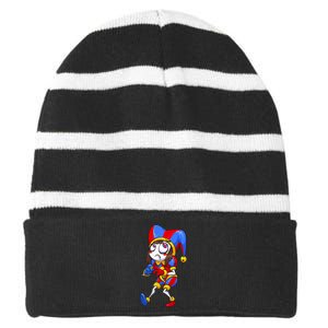 Digital Circus Pomni Horror Characters Digitalcircus Design Striped Beanie with Solid Band