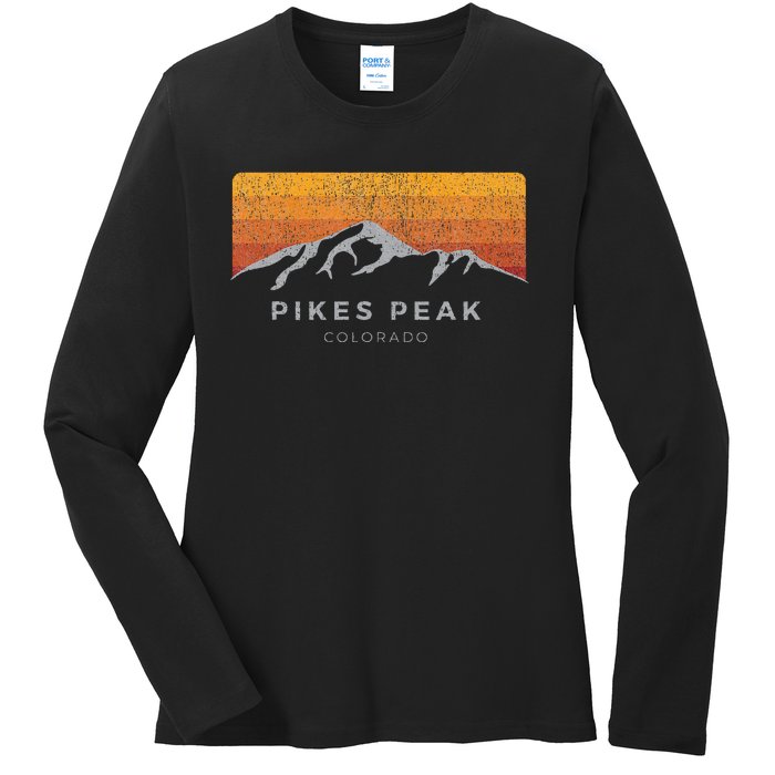 Distressed Colorado Pikes Peak Summer Edition Ladies Long Sleeve Shirt