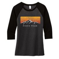 Distressed Colorado Pikes Peak Summer Edition Women's Tri-Blend 3/4-Sleeve Raglan Shirt