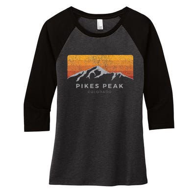 Distressed Colorado Pikes Peak Summer Edition Women's Tri-Blend 3/4-Sleeve Raglan Shirt