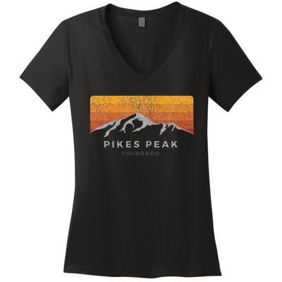 Distressed Colorado Pikes Peak Summer Edition Women's V-Neck T-Shirt