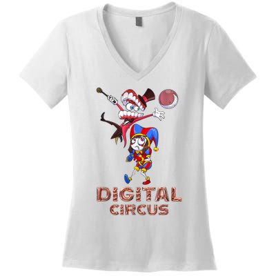 Digital Circus Pomni Funny Ragatha Jax Digitalcircus Women's V-Neck T-Shirt