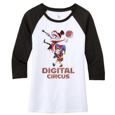 Digital Circus Pomni Funny Ragatha Jax Digitalcircus Women's Tri-Blend 3/4-Sleeve Raglan Shirt