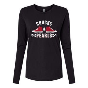 Democratic Campaign Political Rally Merch Chucks Pearls 2024 Womens Cotton Relaxed Long Sleeve T-Shirt