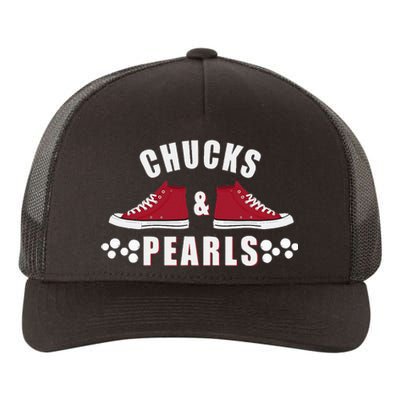 Democratic Campaign Political Rally Merch Chucks Pearls 2024 Yupoong Adult 5-Panel Trucker Hat