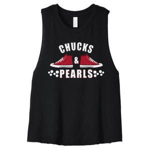 Democratic Campaign Political Rally Merch Chucks Pearls 2024 Women's Racerback Cropped Tank