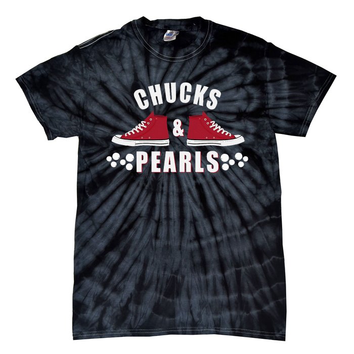 Democratic Campaign Political Rally Merch Chucks Pearls 2024 Tie-Dye T-Shirt