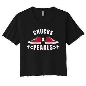 Democratic Campaign Political Rally Merch Chucks Pearls 2024 Women's Crop Top Tee