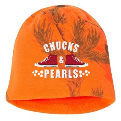 Democratic Campaign Political Rally Merch Chucks Pearls 2024 Kati - Camo Knit Beanie