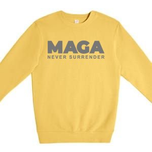 Dark Color President Trump Maga Never Surrender Inauguration Gift Premium Crewneck Sweatshirt