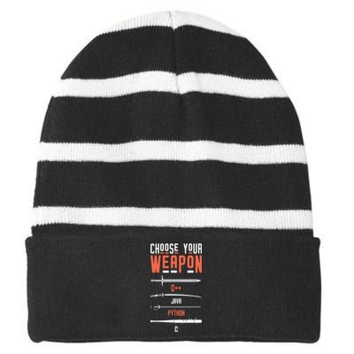 Developer Coder Programming Software Engineer Programmer Striped Beanie with Solid Band