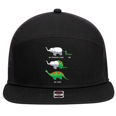 Developer Coder Programming Software Engineer Programmer 7 Panel Mesh Trucker Snapback Hat