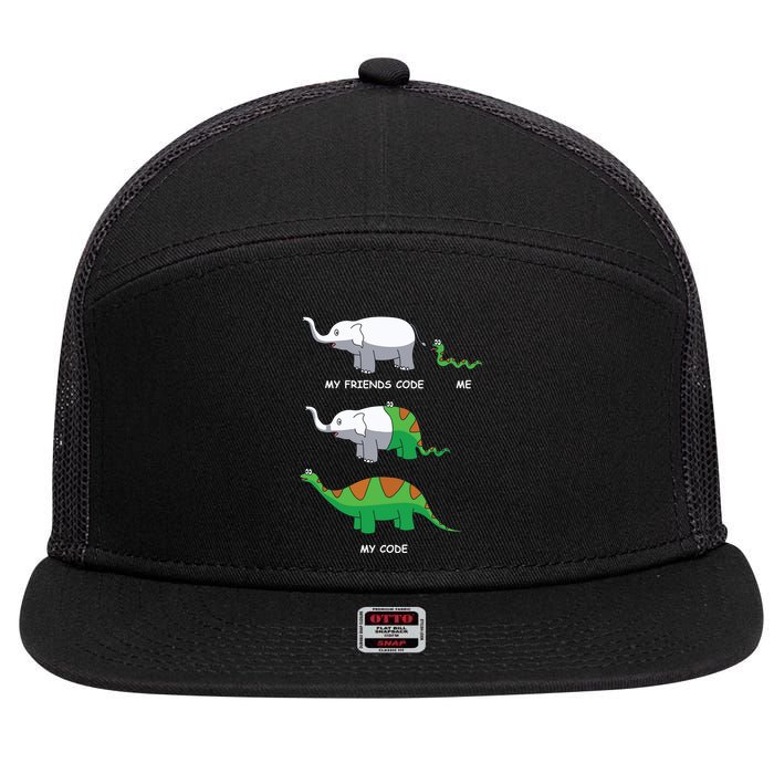 Developer Coder Programming Software Engineer Programmer 7 Panel Mesh Trucker Snapback Hat