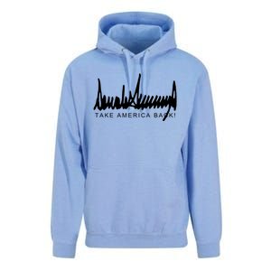 Dark Color President Trump Signature Take America Back! Maga Gift Unisex Surf Hoodie