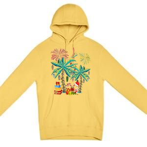 Decorated Christmas Palm Tree Tropical Xmas Coconut Lights Cute Gift Premium Pullover Hoodie