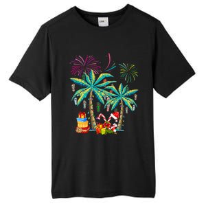 Decorated Christmas Palm Tree Tropical Xmas Coconut Lights Cute Gift Tall Fusion ChromaSoft Performance T-Shirt