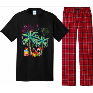 Decorated Christmas Palm Tree Tropical Xmas Coconut Lights Cute Gift Pajama Set