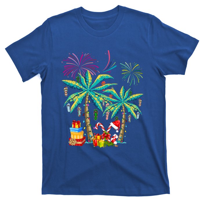 Decorated Christmas Palm Tree Tropical Xmas Coconut Lights Cute Gift T-Shirt