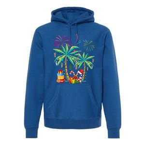 Decorated Christmas Palm Tree Tropical Xmas Coconut Lights Cute Gift Premium Hoodie