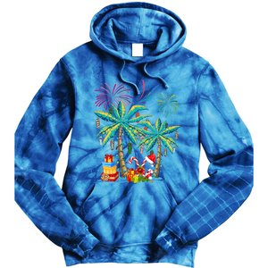 Decorated Christmas Palm Tree Tropical Xmas Coconut Lights Cute Gift Tie Dye Hoodie