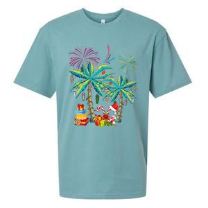 Decorated Christmas Palm Tree Tropical Xmas Coconut Lights Cute Gift Sueded Cloud Jersey T-Shirt