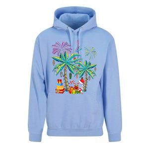 Decorated Christmas Palm Tree Tropical Xmas Coconut Lights Cute Gift Unisex Surf Hoodie