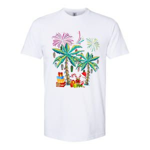 Decorated Christmas Palm Tree Tropical Xmas Coconut Lights Cute Gift Softstyle CVC T-Shirt